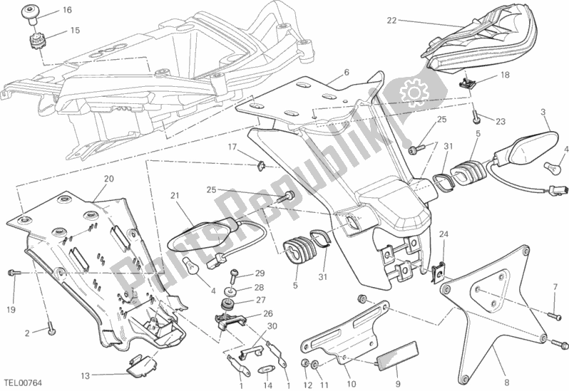 All parts for the 27a - Number Plate Holder - Tail Light of the Ducati Multistrada 1200 ABS Thailand 2014